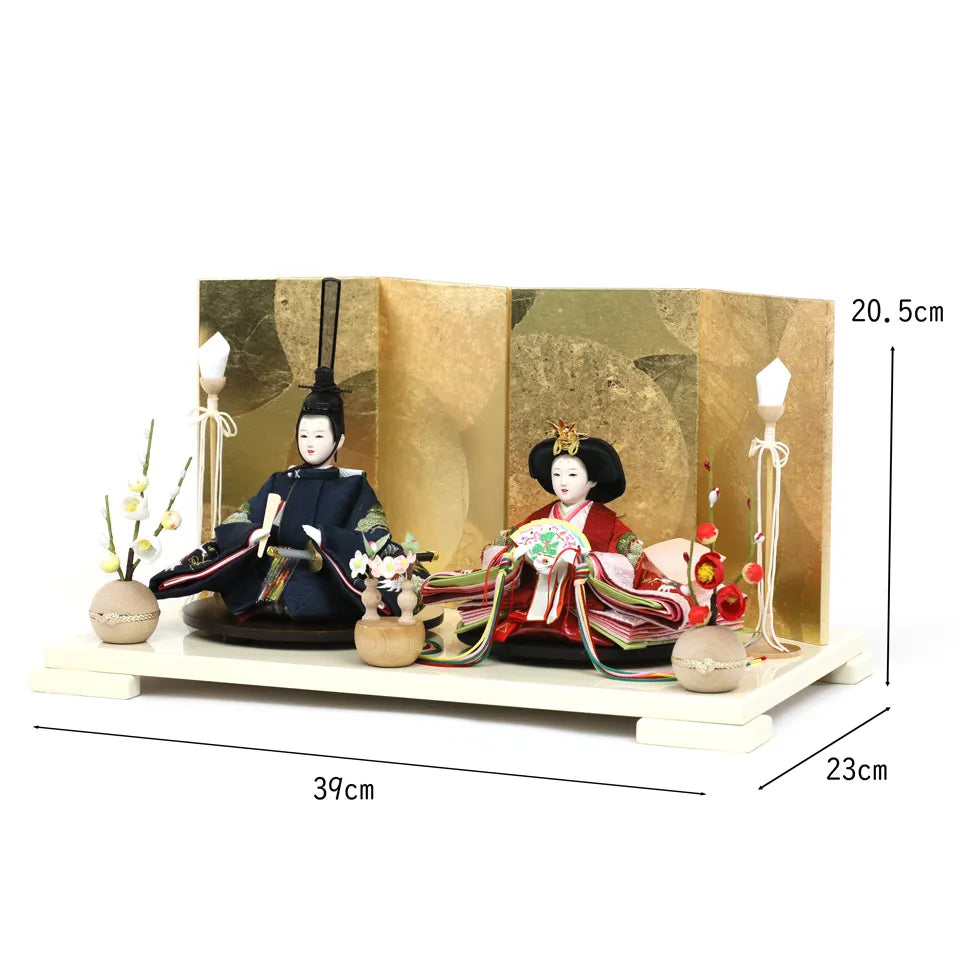 鶴の紺紅 【小春日飾台・円金屏風】