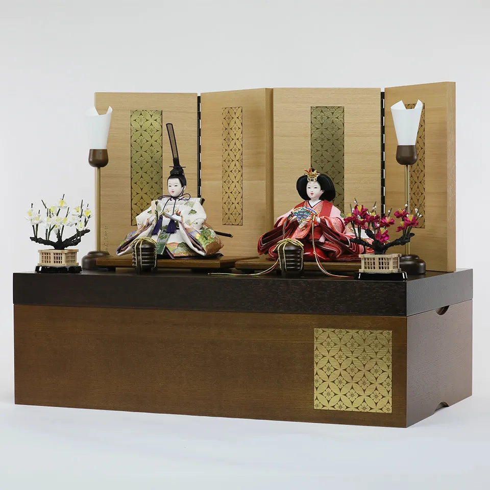 鶴の春 【和楽収納飾台・屛風】