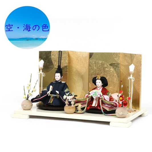 鶴の紺紅 【小春日飾台・円金屏風】
