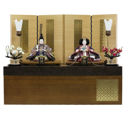 鶴の草木染　【和楽収納飾台・屛風】