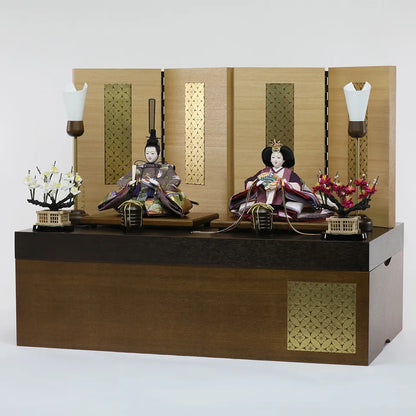 鶴の草木染　【和楽収納飾台・屛風】
