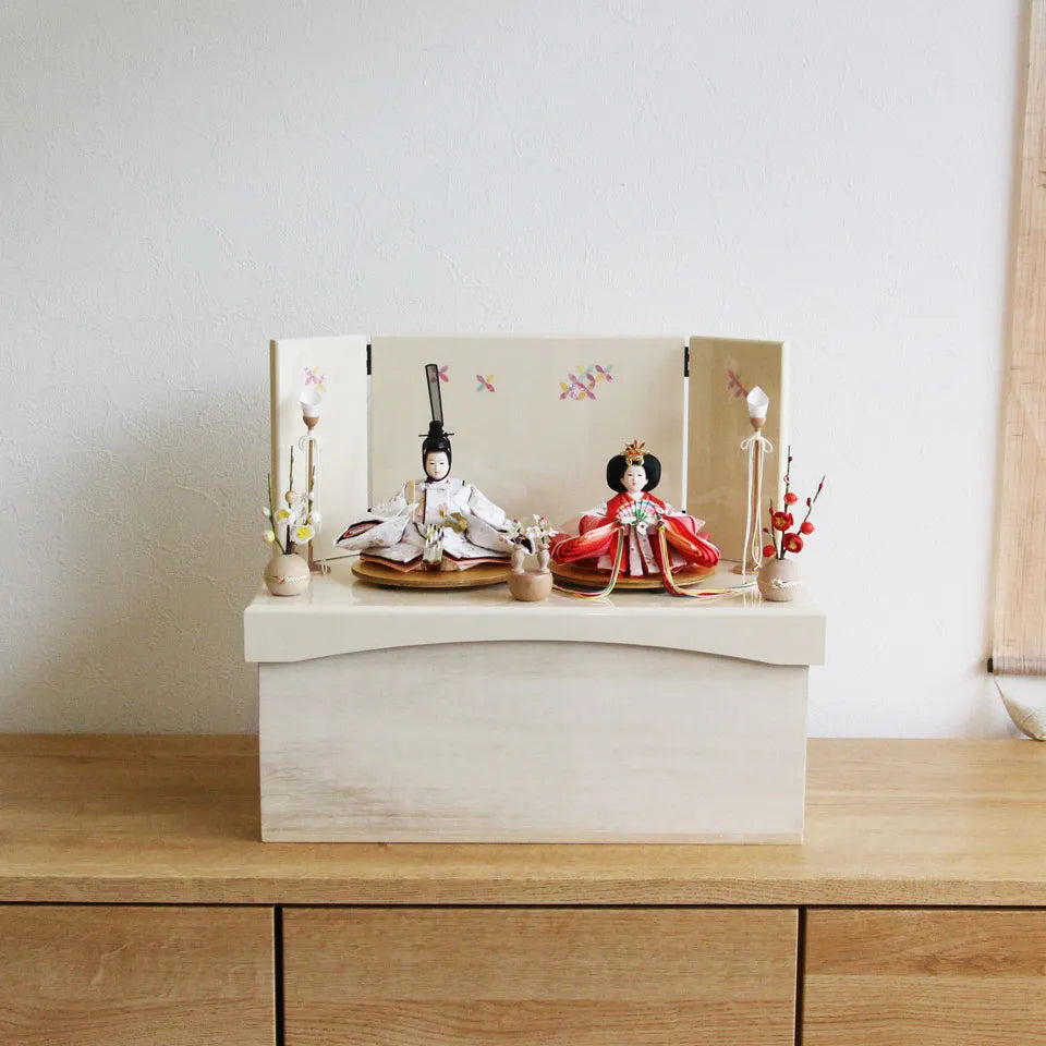 ふわり桜　【アーチ飾台桐箱収納・七宝屏風】