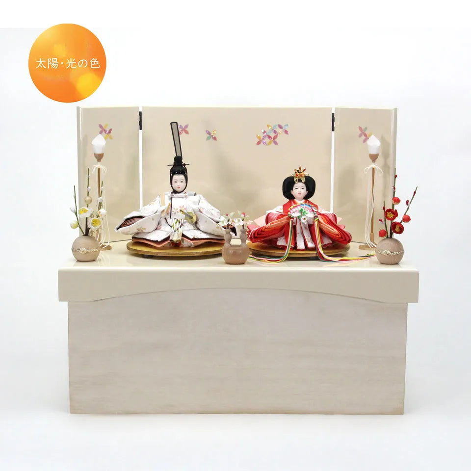 ふわり桜　【アーチ飾台桐箱収納・七宝屏風】