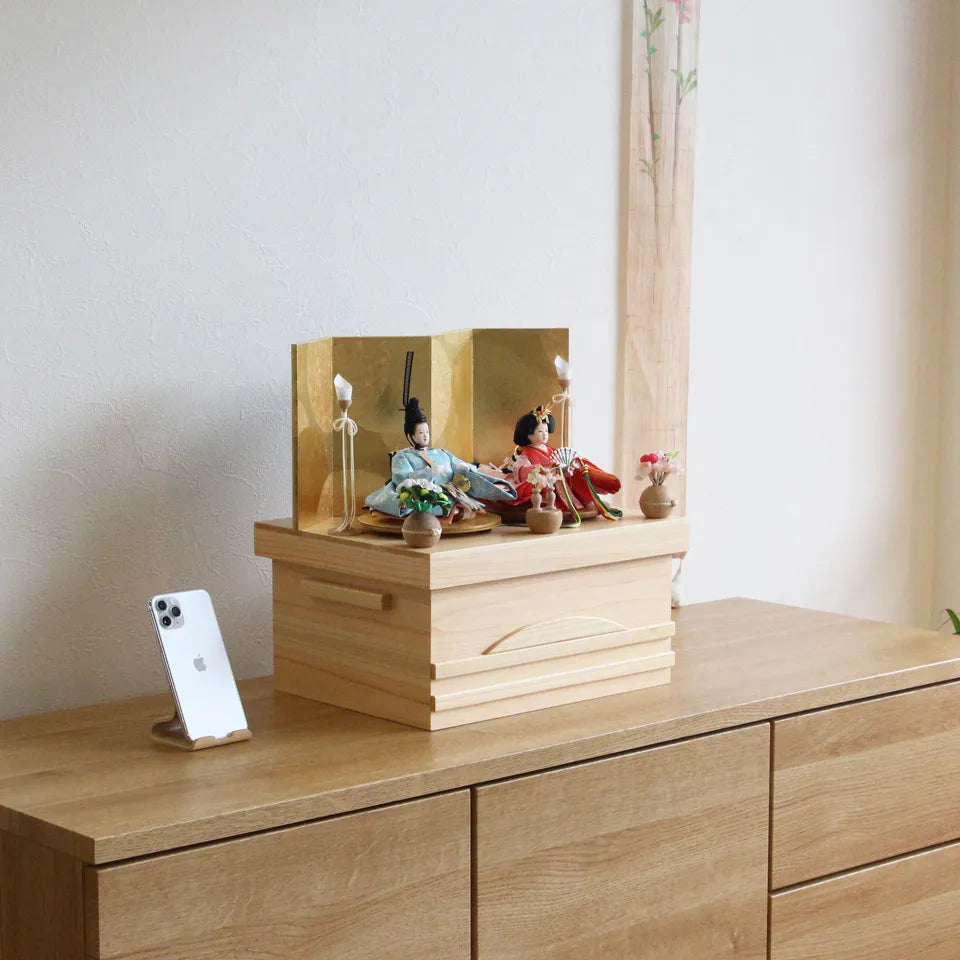 あお桜　【桧収納・円金屏風】