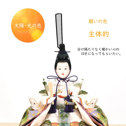 鶴の春　【木目茶飾台・彩光屏風】